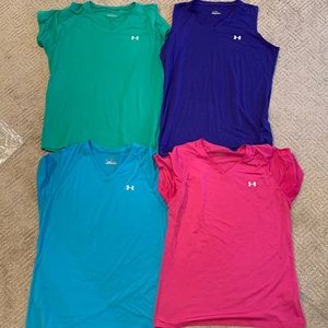 Under Armour small tees green blue pink purple